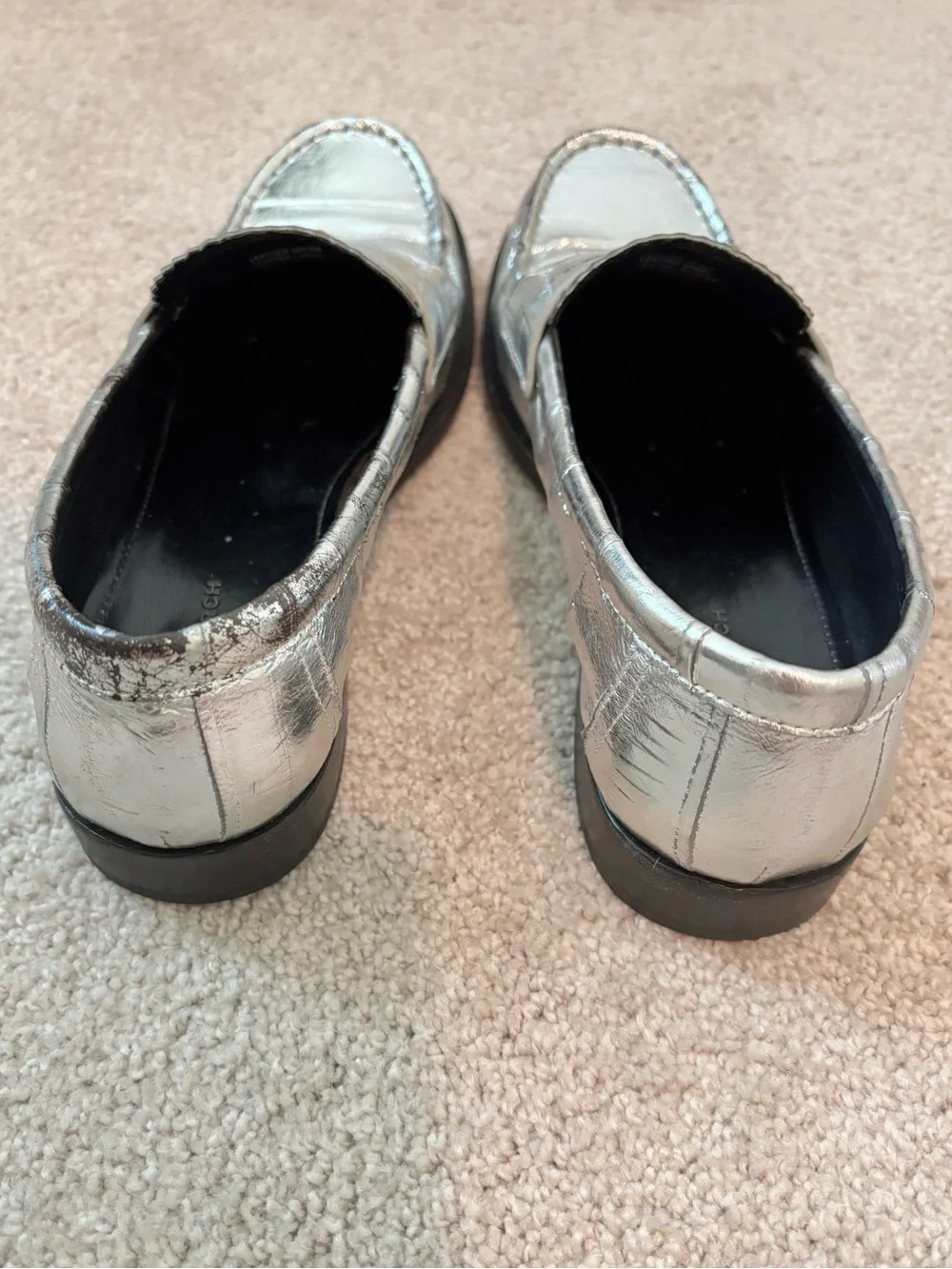 Tory Burch Silver Loafer, size 6.5